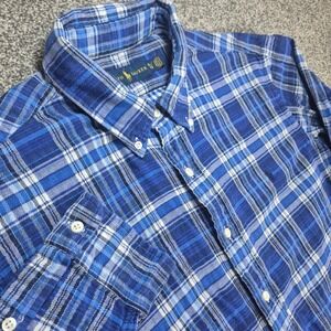 Ralph Lauren Flannel Shirt Mens XL Blue Plaid Lined Button Down